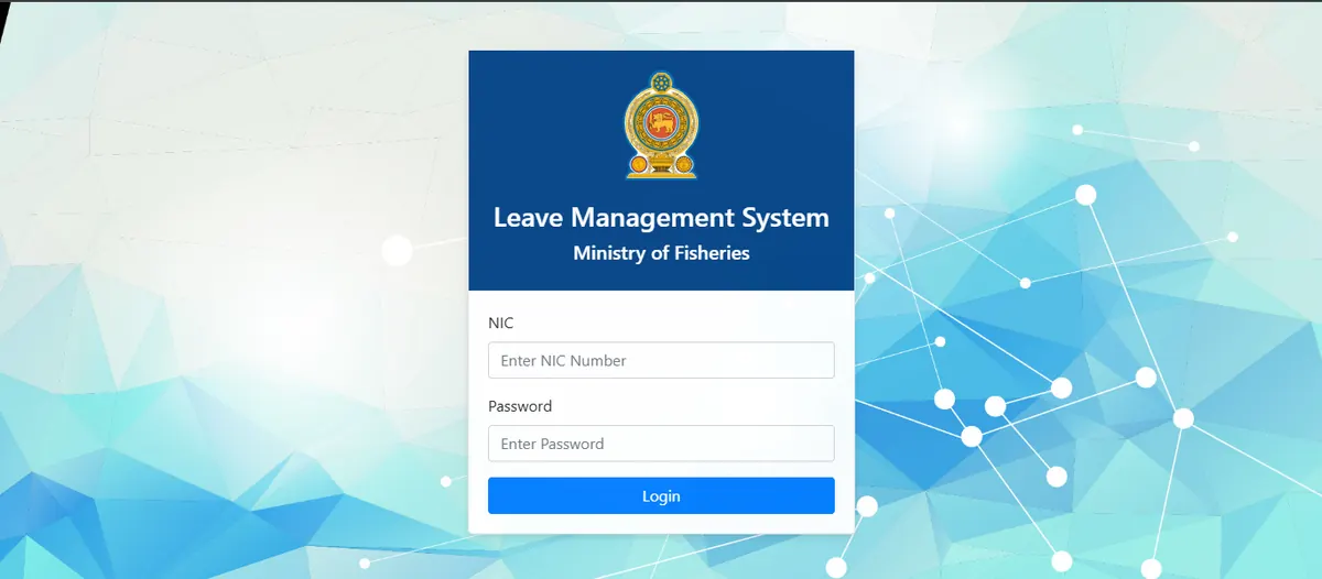 Leave management system built for the Ministry of Fisheries Sri Lanka - dashboard screenshot